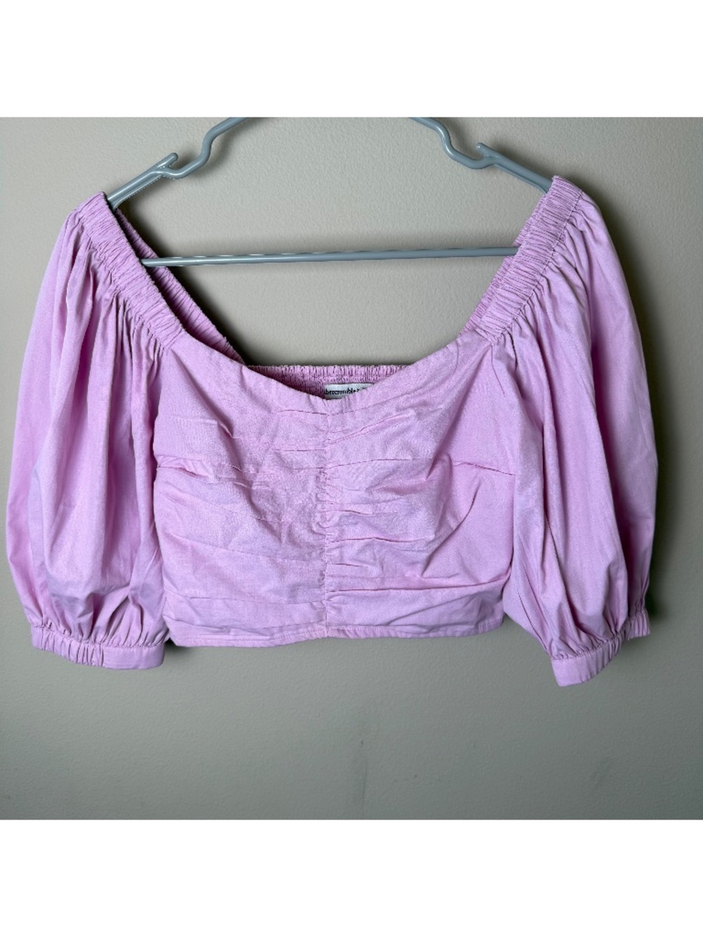 NWT Abercrombie & Fitch Puff Sleeve Crop Top Women XS Pink Shirt Coquette Blouse